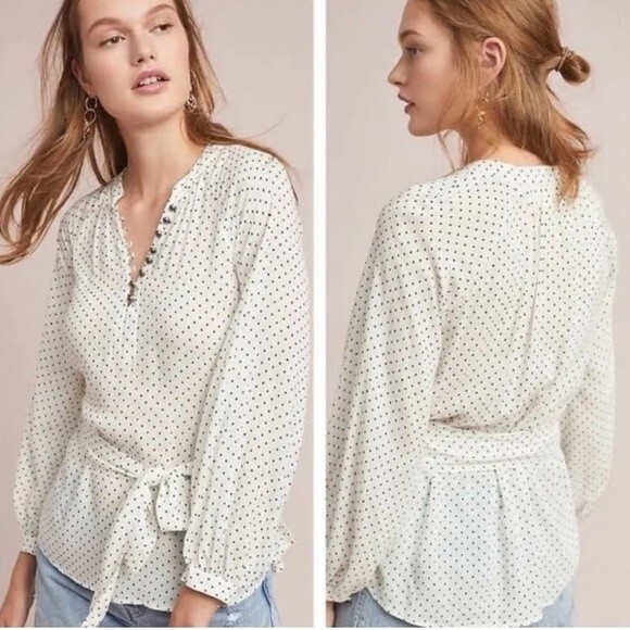 Anthropologie‎ Maeve Lucy Polka Dot Blouse, Size 0P - Picture 1 of 6